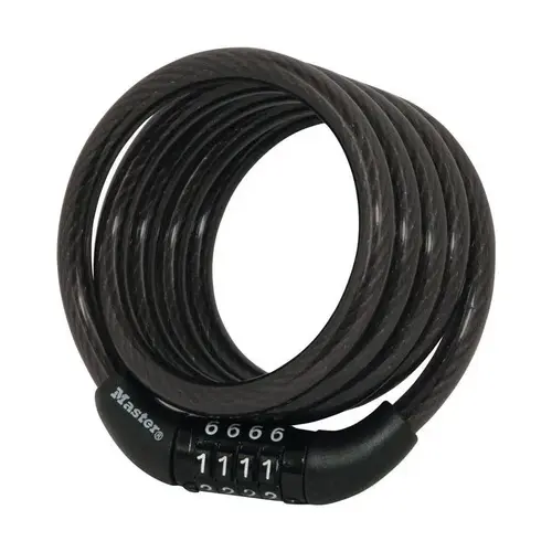 Locking Cable 8143D 5/16" W X 4 ft. L Steel 4-Dial Combination Black