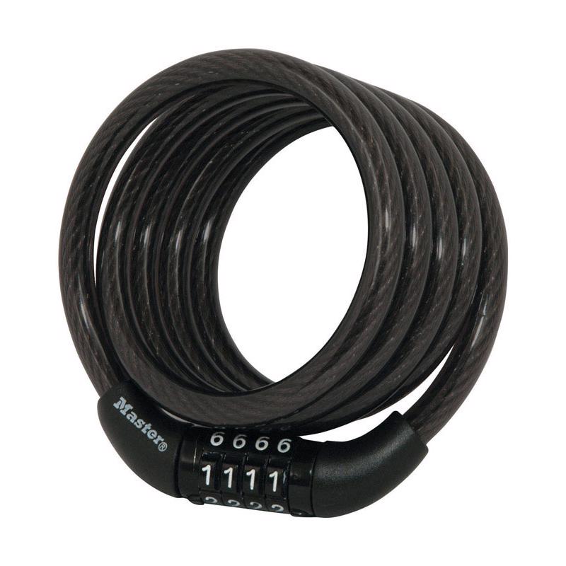 Master Lock 8143D Locking Cable 8143D 5/16" W X 4 ft. L Steel 4-Dial Combination Black