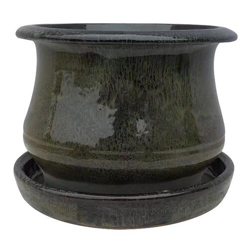 Planter Low Bell 5.3" H X 6.9" W X 6.9" D X 7" D Ceramic Green Green