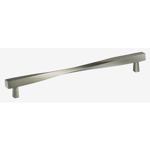 10-3/4" Center to Center Modern Twisted Cabinet Pull Satin Nickel Finish