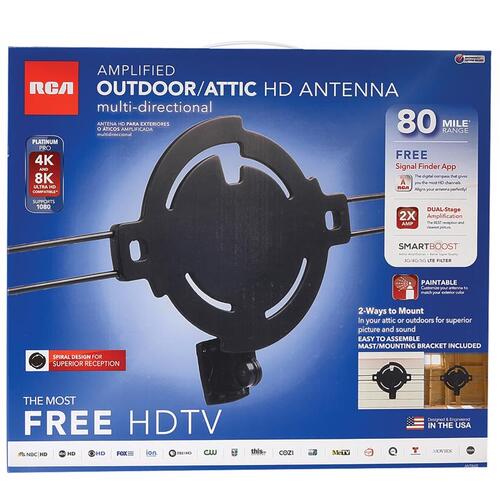 Rooftop/Attic Antenna Outdoor HDTV Black