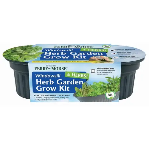 NK KHB6 Herb Garden Kit Windowsill 1 Cells 5" H X 9" W X 4" L Gray