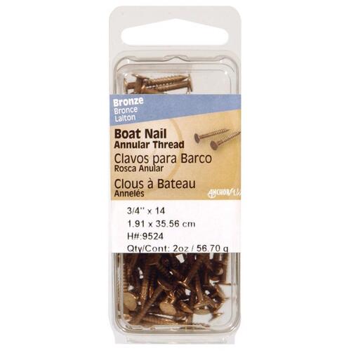 Nail 1" Boat Bronze Steel Flat Head 2 oz Bronze Brown