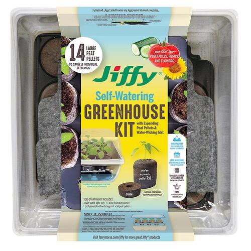 Jiffy T14HG Self-Watering Peat Pellet Greenhouse 11" H X 11" W Silver