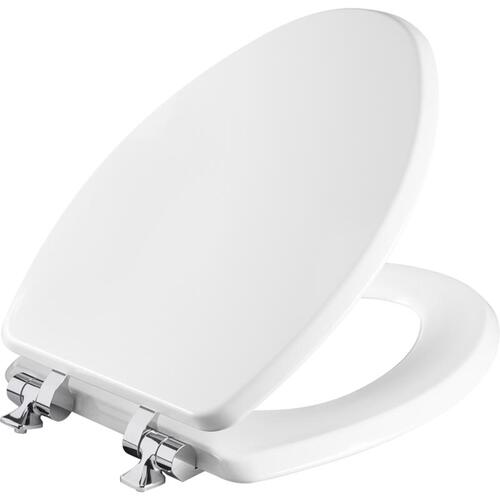 Toilet Seat Slow Close Elongated White Molded Wood Gloss