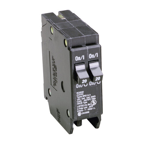Circuit Breaker with Rejection Tab, Duplex, Type BD, 20 A, 1 -Pole, 120 V, Instantaneous Trip
