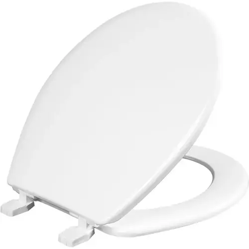 Mayfair 92B-000 Toilet Seat, Round, Plastic, White, Top-Tite Hinge