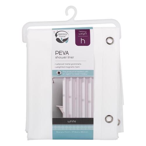 Shower Curtain Liner 72" H X 70" W White Solid PEVA White