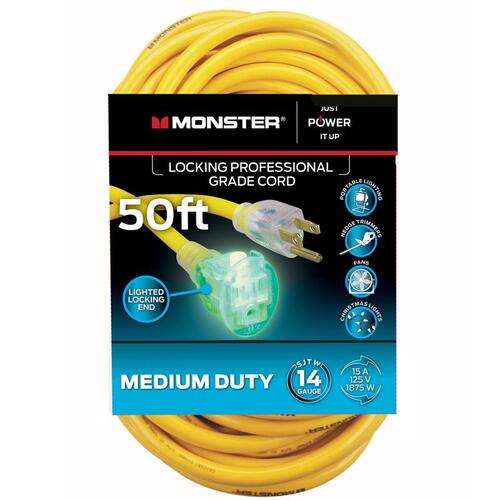 Extension Cord Just Power It Up Outdoor 50 ft. L Yellow 14/3 SJTW Yellow