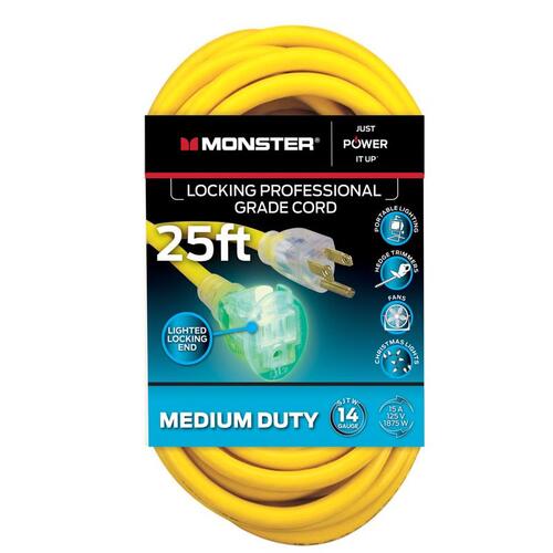 Extension Cord Just Power It Up Outdoor 25 ft. L Yellow 14/3 SJTW Yellow