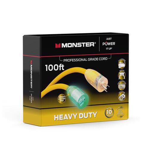 Monster 1507 Extension Cord Just Power It Up Outdoor 100 ft. L Yellow 10/3 SJTW Yellow
