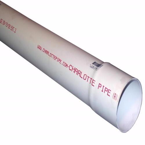 PVC Sewer & Drain Pipe, Solid Wall, 4 In. x 10 Ft. White