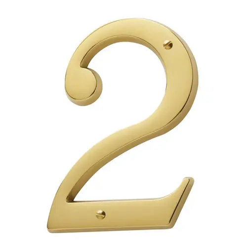 4-3/4" Carded House Number # 2 Bright Brass Finish