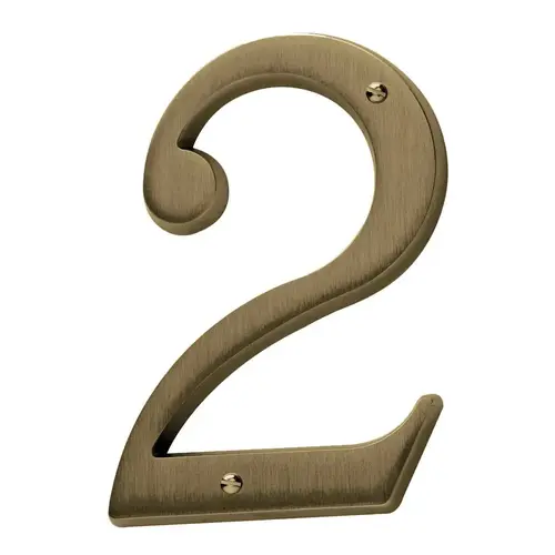 4-3/4" Carded House Number # 2 Vintage Brass Finish