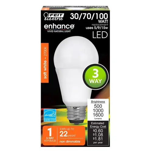 LED Bulb, General Purpose, A19 Lamp, 30, 70, 100 W Equivalent, E26 Lamp Base Clear