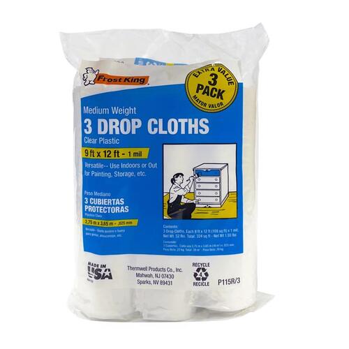 Drop Cloth 9 ft. W X 12 ft. L X 1 mil Plastic Clear