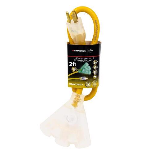 Extension Cord Just Power It Up Outdoor 2 ft. L Yellow 12/3 SJTW Yellow