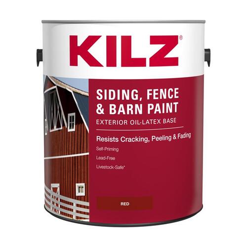 KILZ 10111-XCP4 Siding, Fence and Barn Paint Barn Red Oil/Water-Based Exterior 1 gal Barn Red - pack of 4