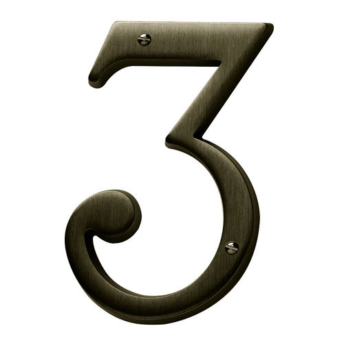 4-3/4" Carded House Number # 3 Antique Brass Finish