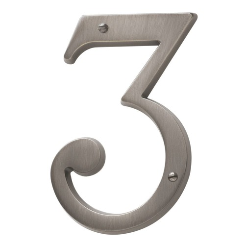 4-3/4" Carded House Number # 3 Antique Nickel Finish