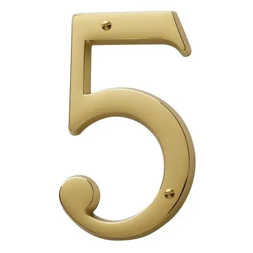 4-3/4" Carded House Number # 5 Lifetime Brass Finish