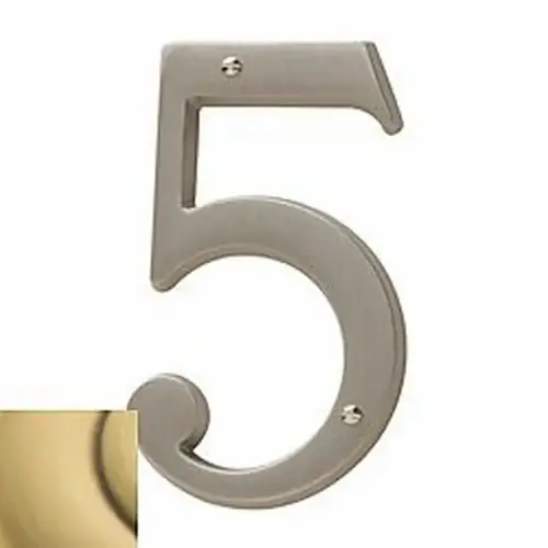 4-3/4" Carded House Number # 5 Satin Brass & Brown Finish