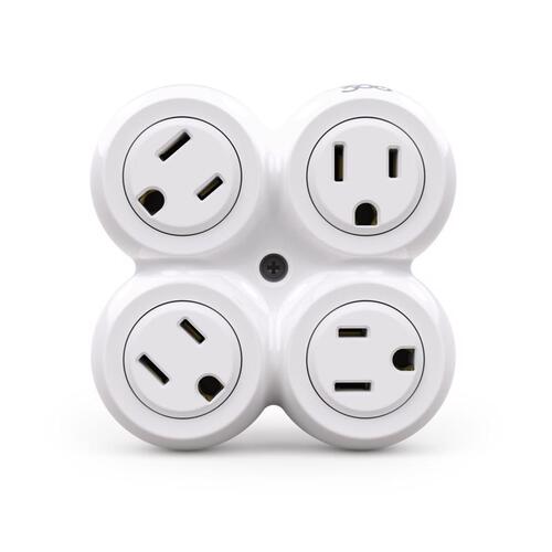 Outlet Tap Grounded 4 outlets Surge Protection White