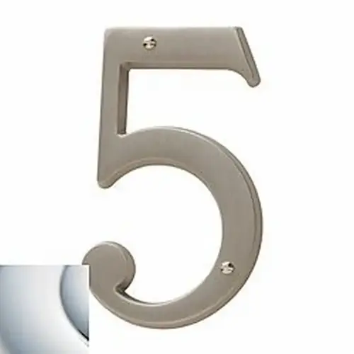 4-3/4" Carded House Number # 5 Bright Chrome Finish