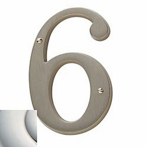 4-3/4" Carded House Number # 6 Lifetime Bright Nickel Finish