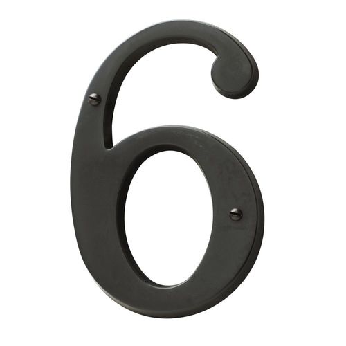 4-3/4" Carded House Number # 6 Oil Rubbed Bronze Finish