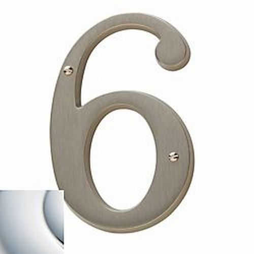 4-3/4" Carded House Number # 6 Bright Chrome Finish