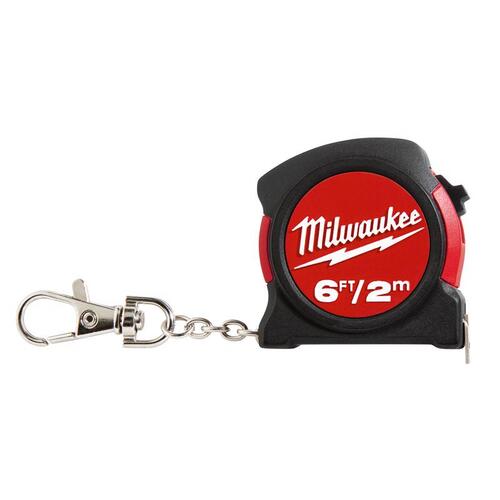 Milwaukee 48-22-5506C Keychain Tape Measure 6 ft. L X 1.2" W Pocket Black/Red