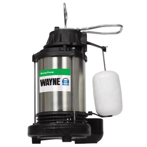 Wayne CDU980E Sump Pump, 1-Phase, 10 A, 120 V, 0.75 hp, 1-1/2 in Outlet, 20 ft Max Head, 3571 gph, Iron/Stainless Steel