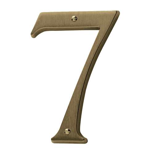 4-3/4" Carded House Number # 7 Vintage Brass Finish