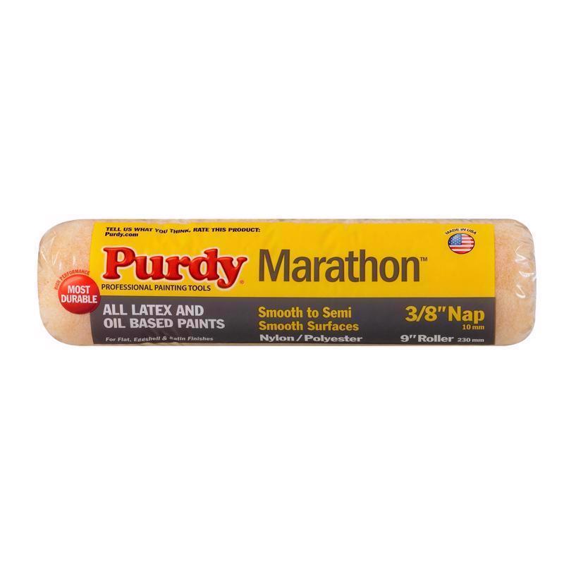 Purdy 144602092 Marathon Paint Roller Cover, 3/8 in Thick Nap, 9 in L, Nylon/Polyester Cover Peach