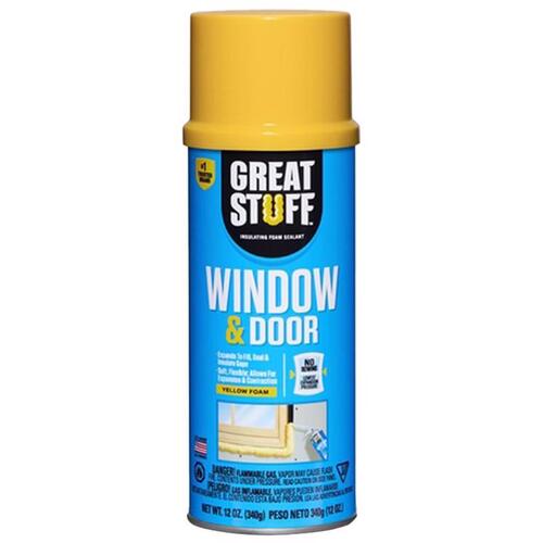Great Stuff 175437-XCP12 Foam Sealant Window & Door Yellow Polyurethane Insulating 12 oz Yellow - pack of 12
