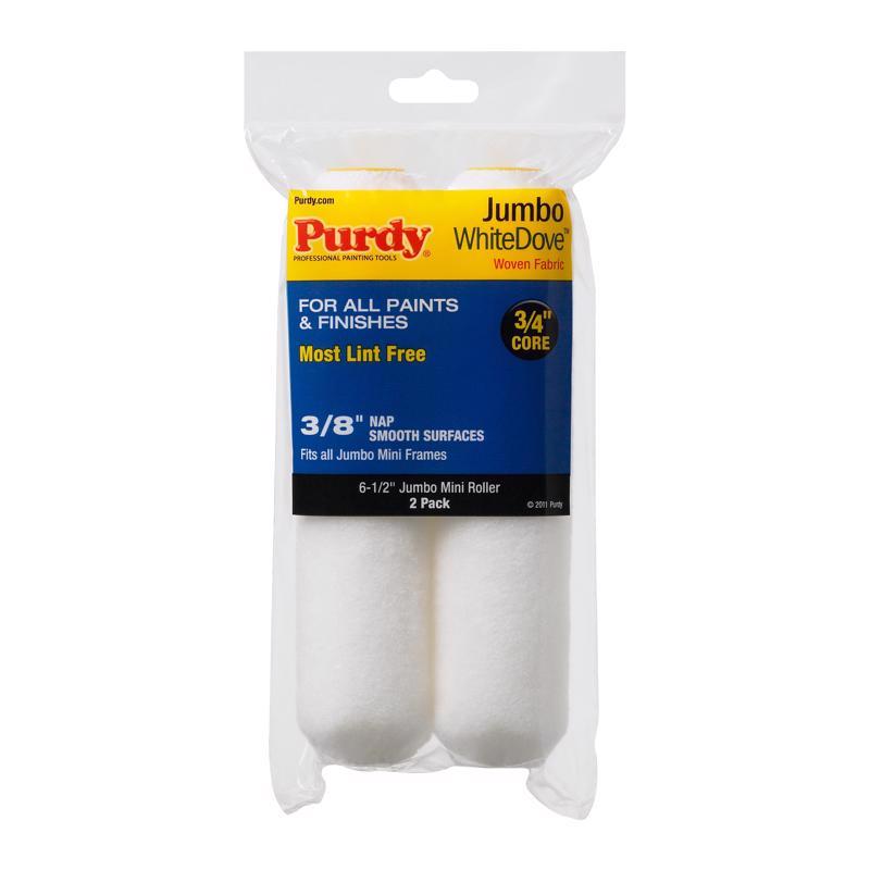 Purdy 14G626012 White Dove Jumbo Mini Roller Cover, 3/8 in Thick Nap, 6-1/2 in L, Dralon Fabric Cover Pair