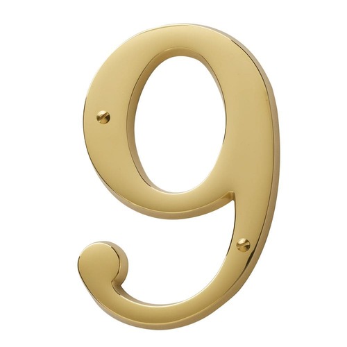 4-3/4" Carded House Number # 9 Lifetime Brass Finish