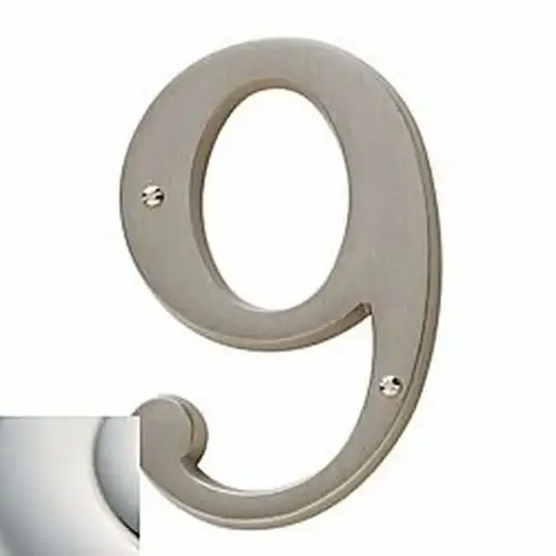 4-3/4" Carded House Number # 9 Lifetime Bright Nickel Finish