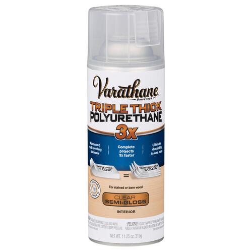 Varathane 318291 Triple Thick Polyurethane Transparent Semi-Gloss Clear Oil-Based 11.25 oz Clear