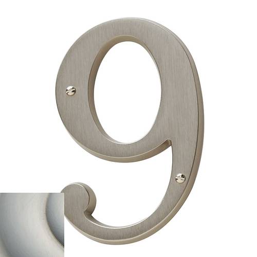 4-3/4" Carded House Number # 9 Lifetime Satin Nickel Finish