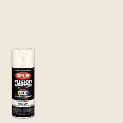 Fusion Primer and Spray Paint, Gloss, Ivory, 12 oz, Aerosol Can - pack of 6