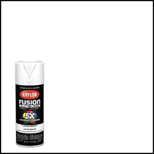 Fusion Primer and Spray Paint, Satin, White, 12 oz, Aerosol Can