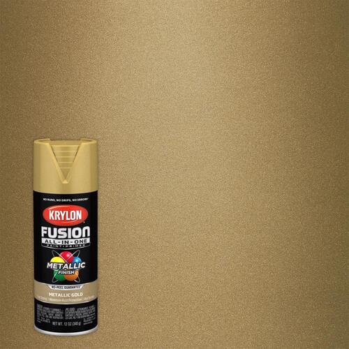 Fusion Primer and Spray Paint, Metallic, Gold, 12 oz, Aerosol Can