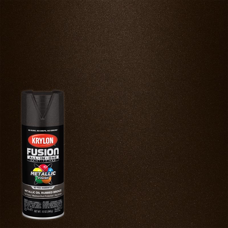 KRYLON K02771007 Paint+Primer Spray Paint Fusion All-In-One Metallic Oil Rubbed Bronze 12 oz Oil Rubbed Bronze