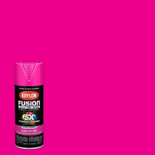 Paint+Primer Spray Paint Fusion All-In-One Gloss Hot Pink 12 oz Hot Pink