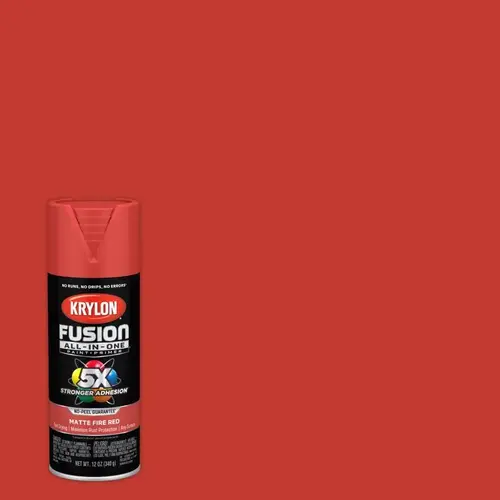 Paint+Primer Spray Paint Fusion All-In-One Matte Fire Red 12 oz Fire Red