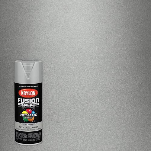 Fusion Primer and Spray Paint, Metallic, Aluminum, 12 oz, Aerosol Can - pack of 6