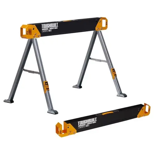 Folding Sawhorse 28.82" H X 41.54" W X 26.57" D 1100 lb. cap. Black/Silver