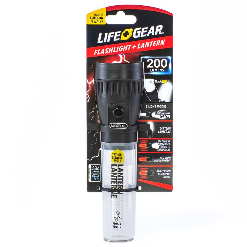 Life+Gear 41-3744 Stormproof Series Floating Flashlight and Lantern, AA Battery, LED Lamp, 20 hr Run Time, Clear